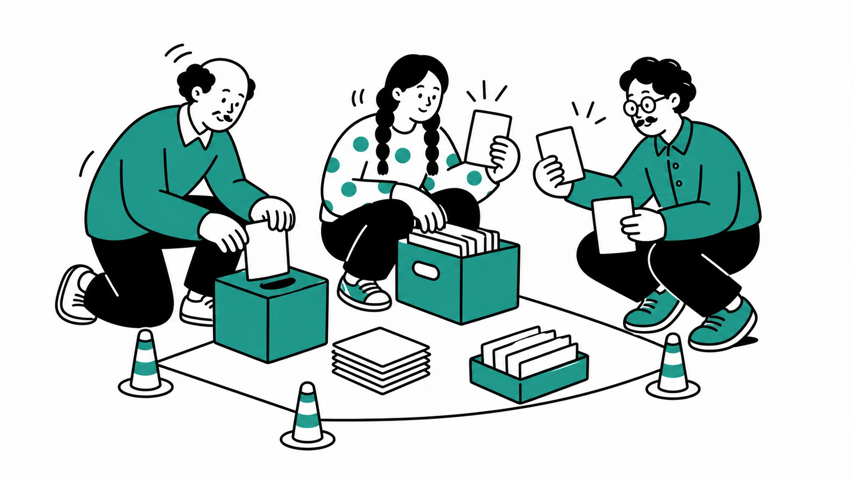 운영팀이 통제된 시험 공간에서 실패 작업을 복구하고 결과를 함께 확인하는 장면